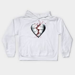 Broken Bleeding Glass Heart Kids Hoodie